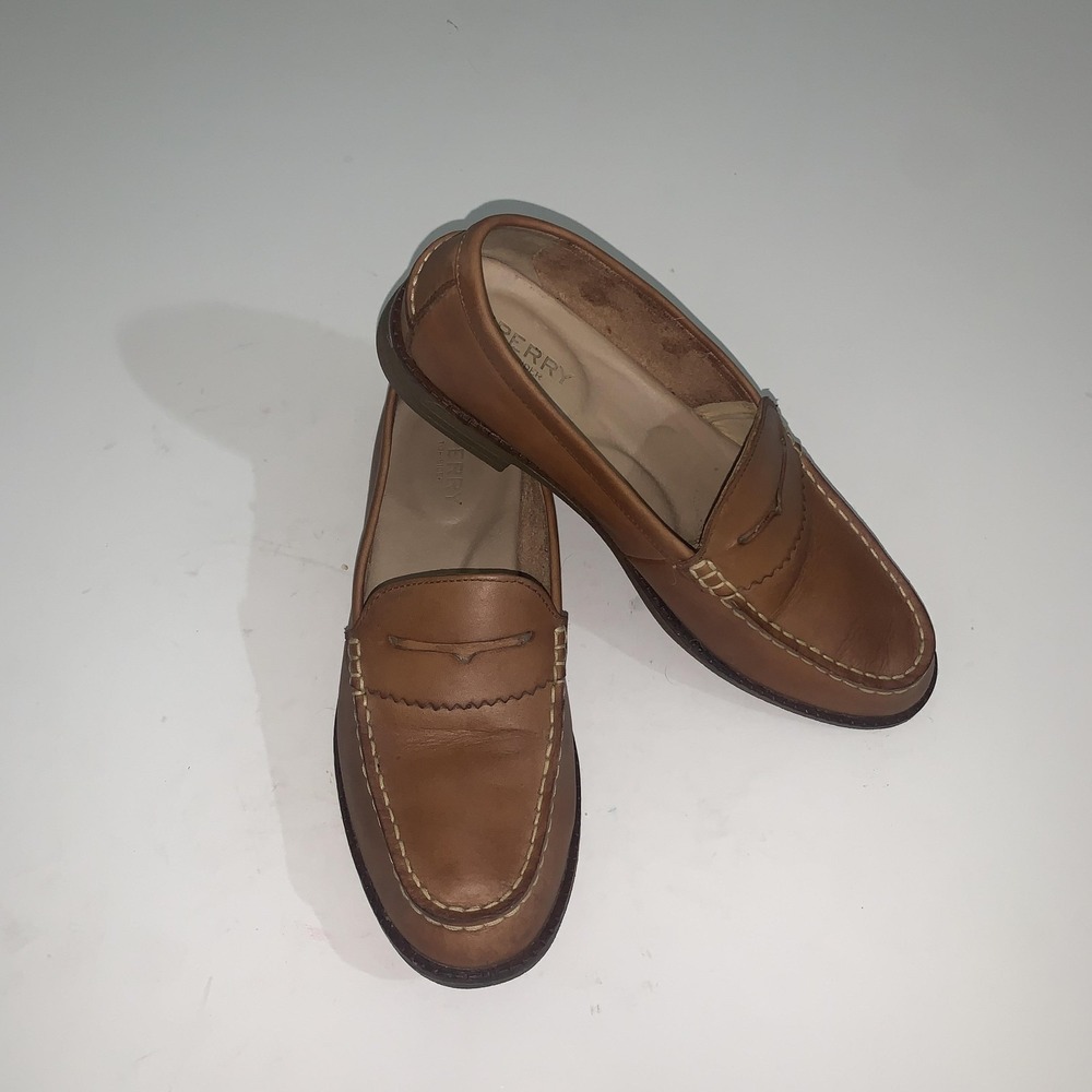Sperry Shoes Womens Size 7 Brown Leather Loafers Slip On Casual Comfort STS82848